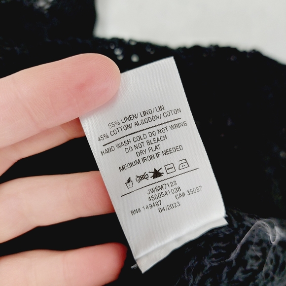 New Joe's Women's Black V-Neck Long Sleeve Knit Crochet Cropped Sweater P3690 - Picture 7 of 8